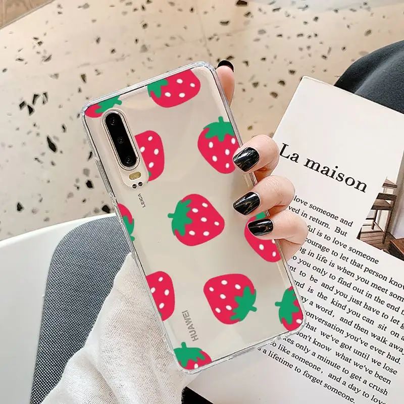 

strawberry Phone Cases Transparent for Samsung A71 S9 10 20 HUAWEI p30 40 honor 10i 8x xiaomi note 8 Pro 10t 11