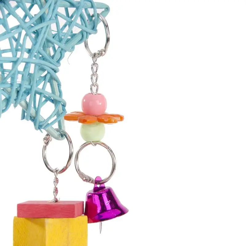 

Bird Toys Interactive Bird Chewing Toy Star Pendant Parrot Hanging Toy Bird Blocks Toy With Bell Bird Supplies Pet Accessories