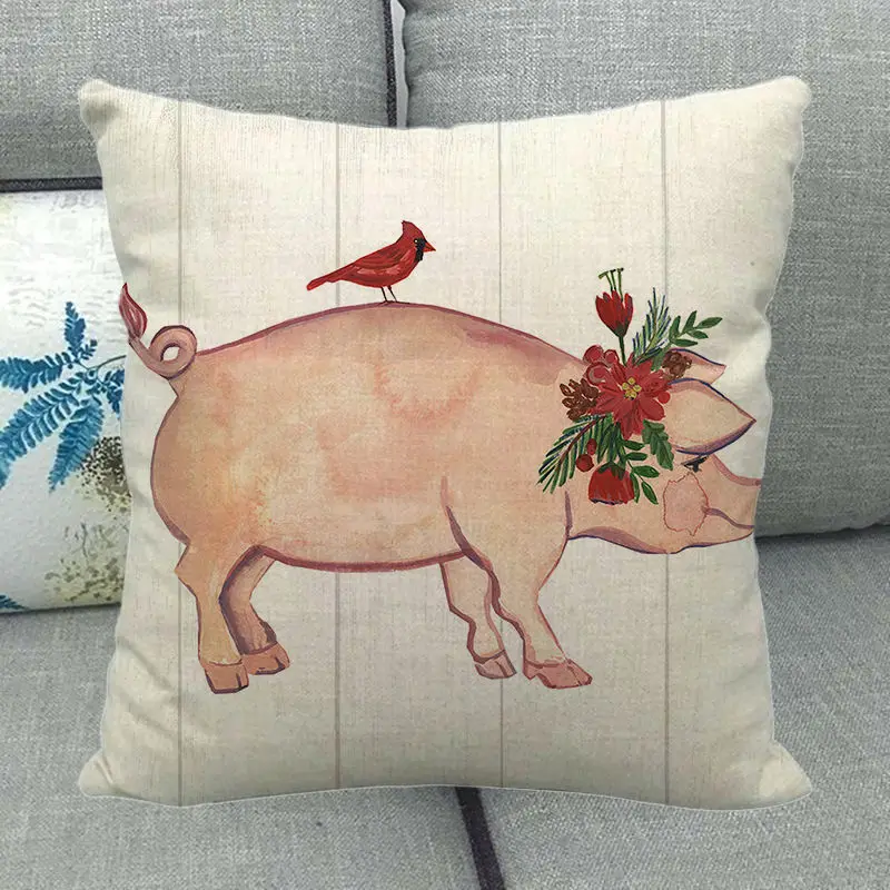 45cm*45cm farm fresh animals cow and pig designs Linen/Cotton Throw Pillow Covers Cushion Cover home Decor Pillowcase - купить по