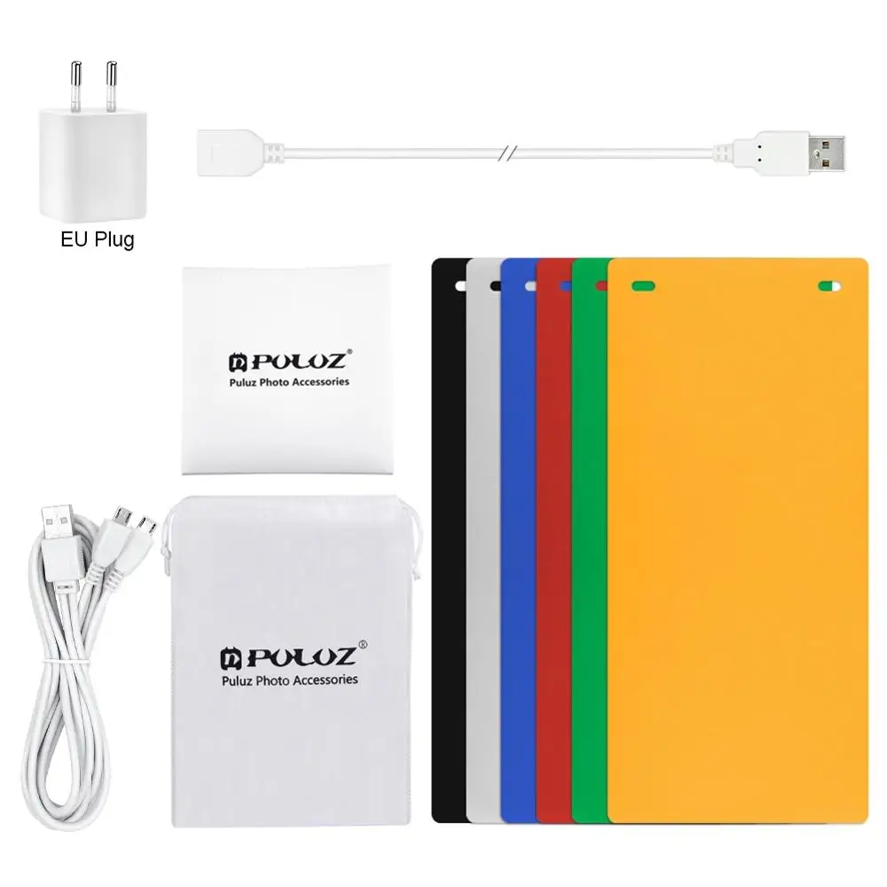 EU Plug Kit Складная мини-камера с диагональю 9 дюймов, софтбокс для фотостудии, встроенный в 2 светодиода, светильник для фотосъемки, тент, софтбокс, светильник для настольной съемки, США, ЕС - Цвет: EU Plug Kit