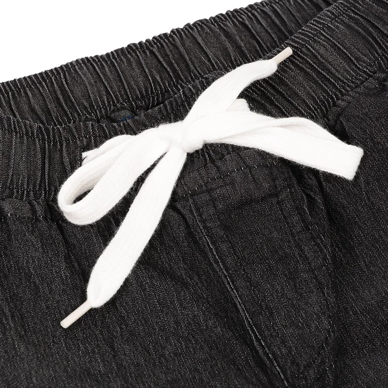 

Spring Washed Jeans Women Solid Drawstring Straight Jeans Pants Femme Summer Fashion Vintage Slim Feet Denim Pants