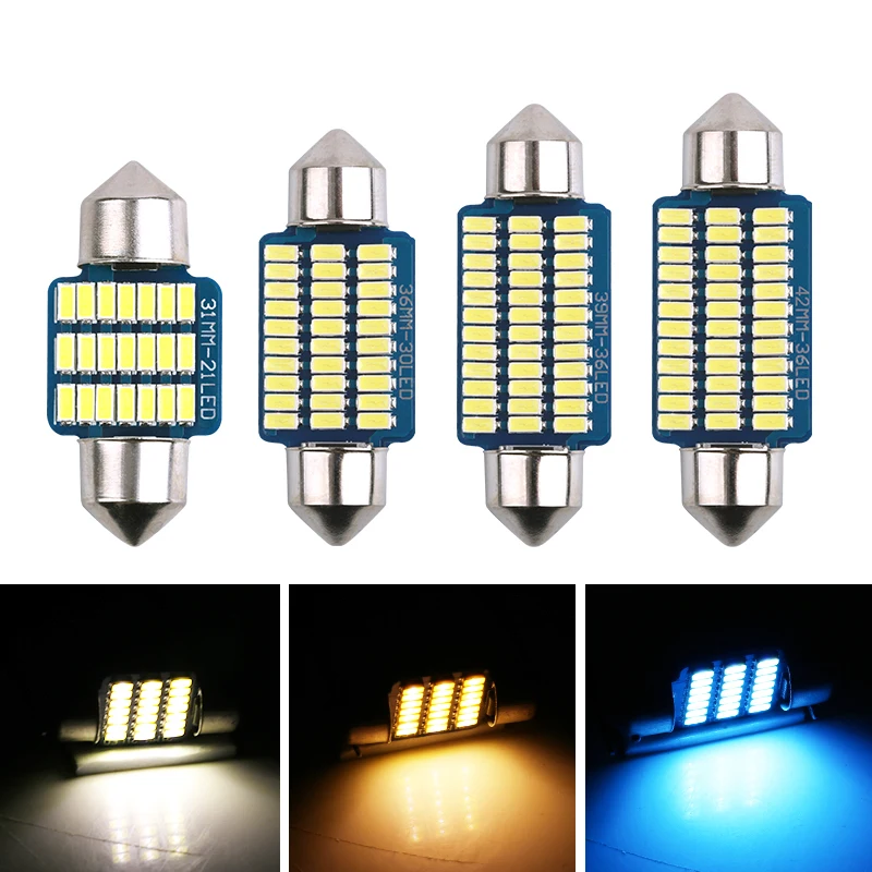 

C5W C10W Car LED Bulbs Canbus Error Free 3014 Interior Reading Light Auto Plate Lamp Clearance Bulbs 31/36/39/41MM White 12V