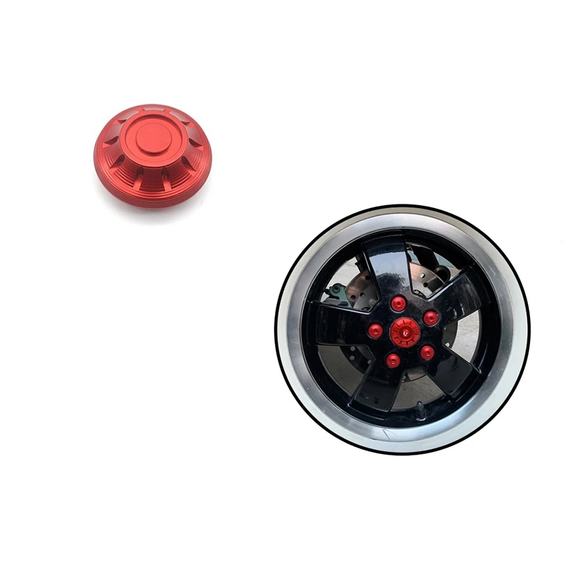 

2 Pcs Motorcycle Hubcaps Wheel Side Covers CNC Aluminum (Red & Black)