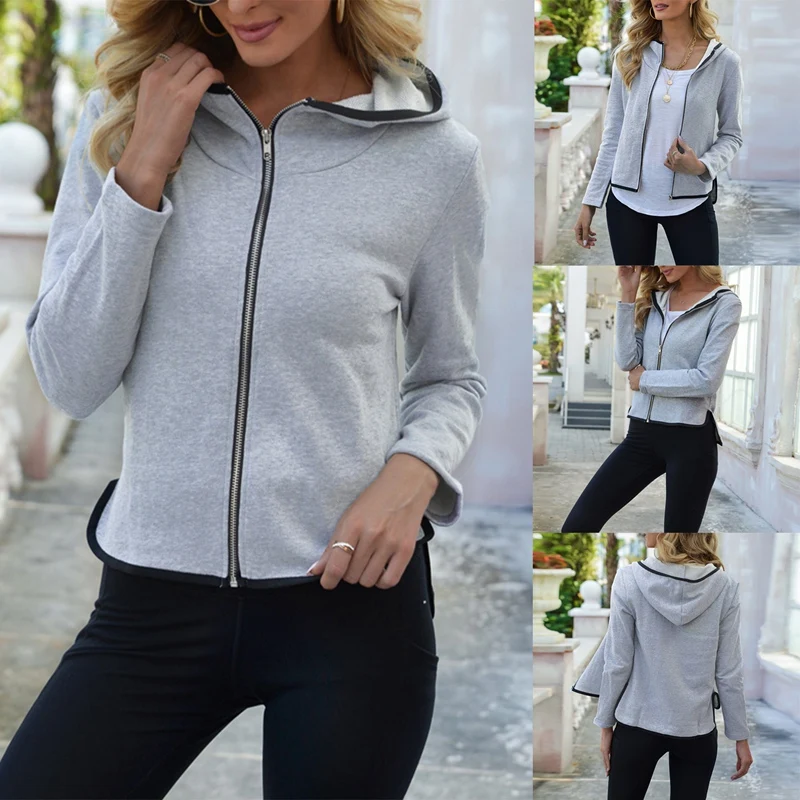 

Lightweight Comfy Cotton Casual Active Full Zip-Up Hoodie Coat for Women