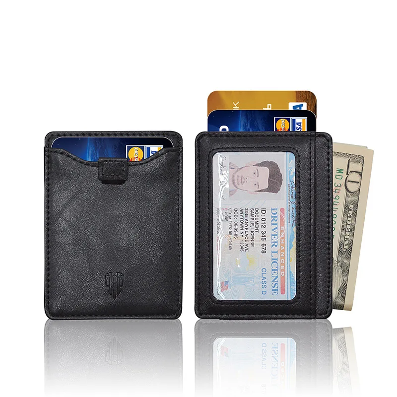 Black Новинка, тонкий мужской кошелек, RFID ID, кредитный держатель для карт s из искусственной кожи, мини кошелек, портативный, наличный держатель для карт - Цвет: Black