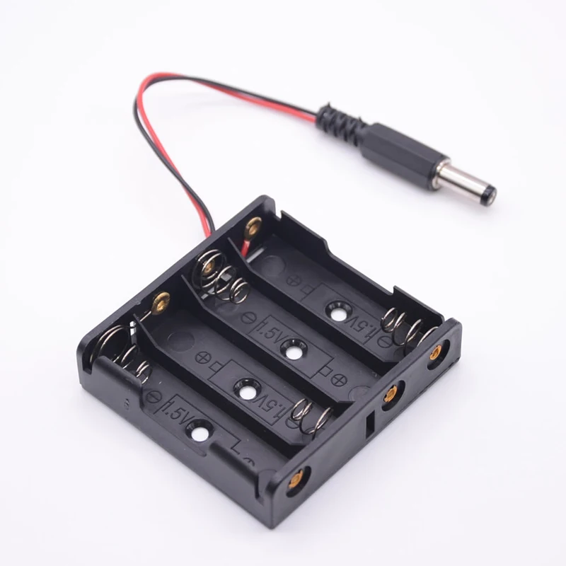 

MasterFire 500pcs/lot 4 x 1.5V AA Size Batteries Holder Case 4 Slots 6V AA Battery Storage Box Container with DC2.1x5.5mm Plug