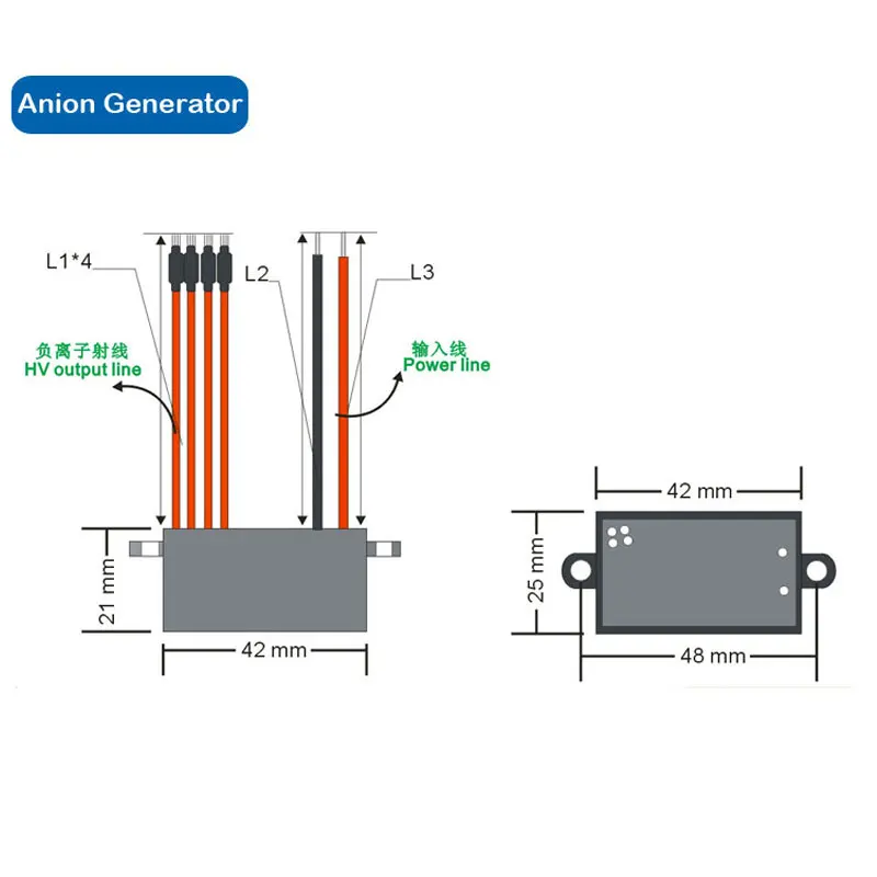 

DIY Home Air Purifier Navigation Ion Anion Generator AC230V Ionizer density 30milion pcs/cm3