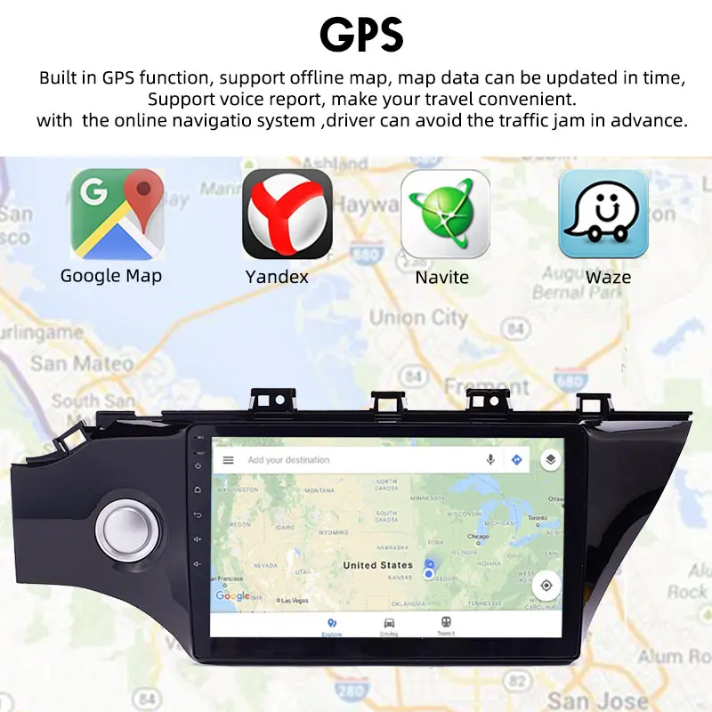 

Car Radio 2 Din Android 9.1 WiFi 10.1 Inch GPS Navigation Mirrorlink 4G Touch Screen Bluetooth 1G+16G For K/ia K2 2017 2018 2019