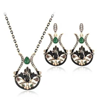new bohemia womens necklace set folk vintage exaggerated flower necklace set retro drop necklace two piece style set jewelly