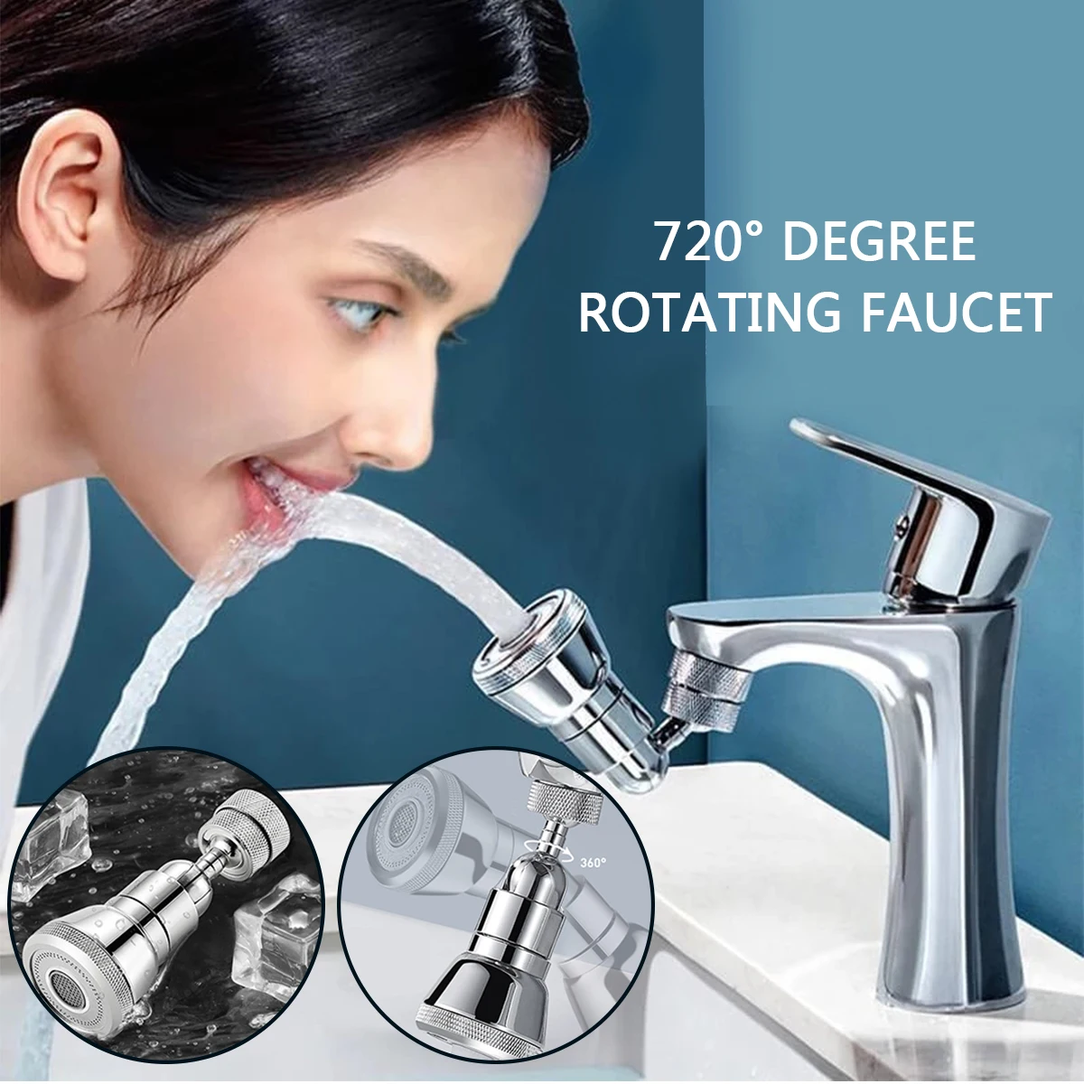 

720 Degree Faucet Head Rotation Water Saving Universal Tap Aerator Splash-Proof Swivel Nozzle Filter for Kitchen Bathroom