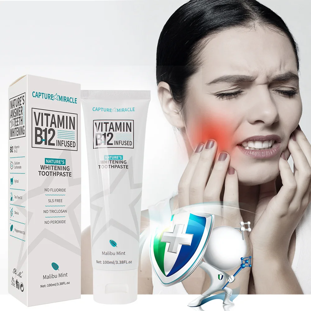 

Vitamin B12 Whitening Toothpaste Stain Removal Orally Fresh Hygiene Dental Cream Teeth Cleaning Toothpaste Oral Care Supplies
