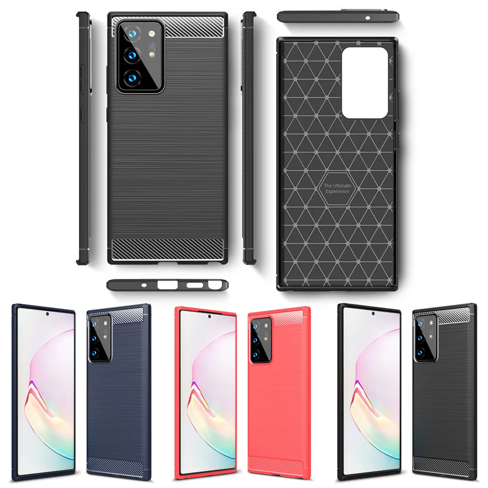 Ударопрочный чехол из углеродного волокна ТПУ для Samsung Galaxy Note20 4G/5G задней панели