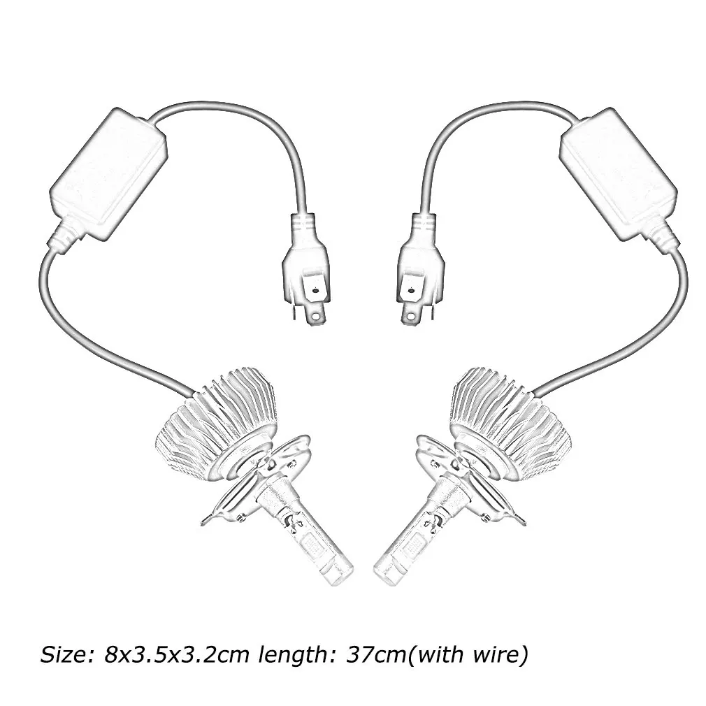 

1 Pair LED Chips Light 60W 6000LMH4/9004/9007/H13/H1/H7/H3/9005/9006/H11 Headlight Kit H/L Beam Bulbs 6000K