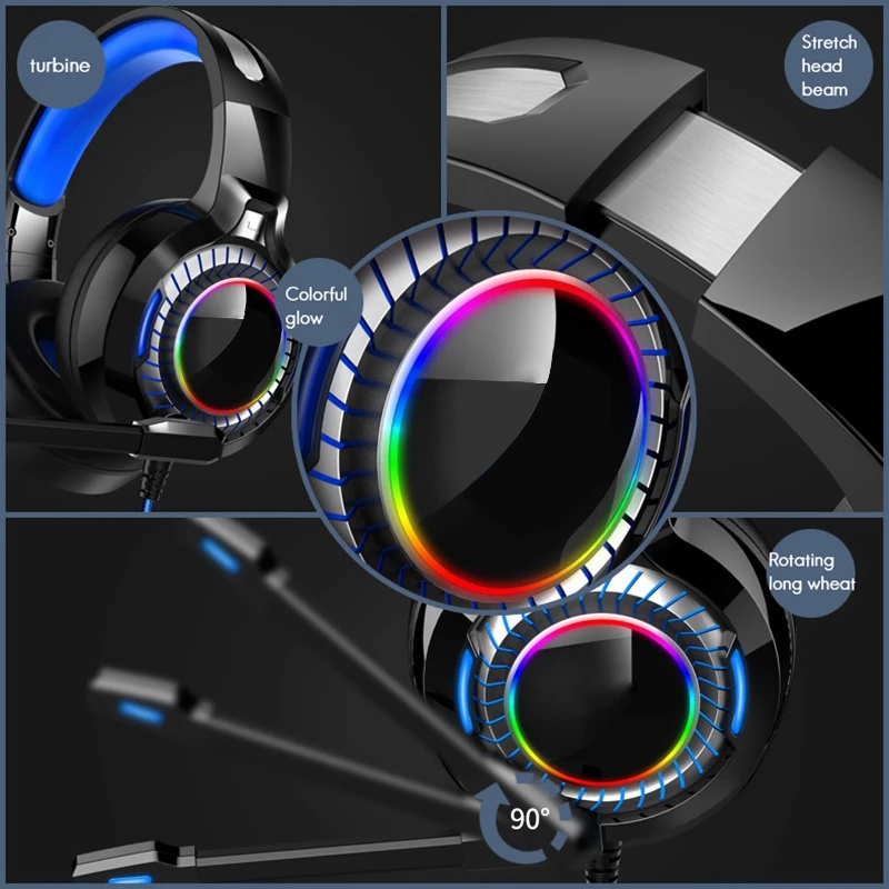 

RGB Computer Gaming Headset Head-Mounted Game Listening and Hearing Position Headset Wired Desktop Notebook Super Bass