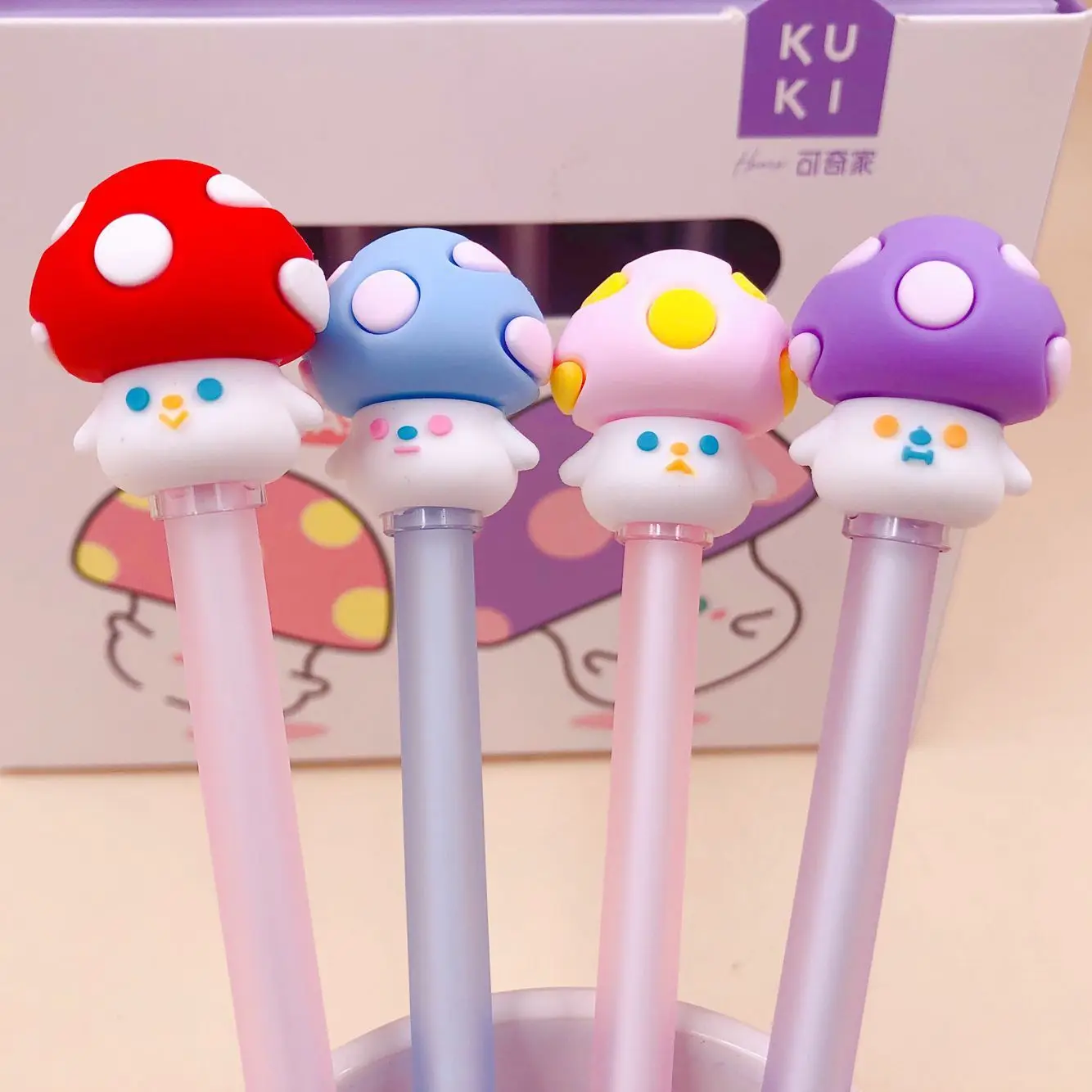 

48pcs Gel Pens Mushroom black colored kawaii gel-ink pens pens for writing Cute stationery office school supplies 0.5mm