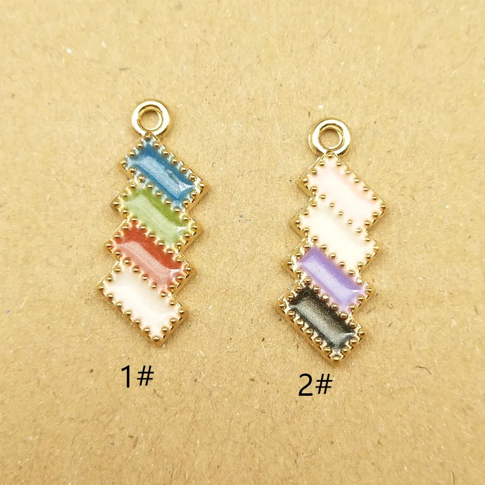 

10pcs 8x22mm enamel geometric charm for jewelry making fashion earring pendant metal charm