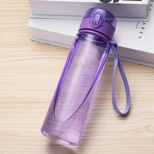 Transparent purple 400 560 800 1000 мл многоцветная креативная пластиковая бутылка для воды для спорта на открытом воздухе герметичная чашка для прогулок и путешествий предметы домашнего обихода - Цвет: Transparent purple