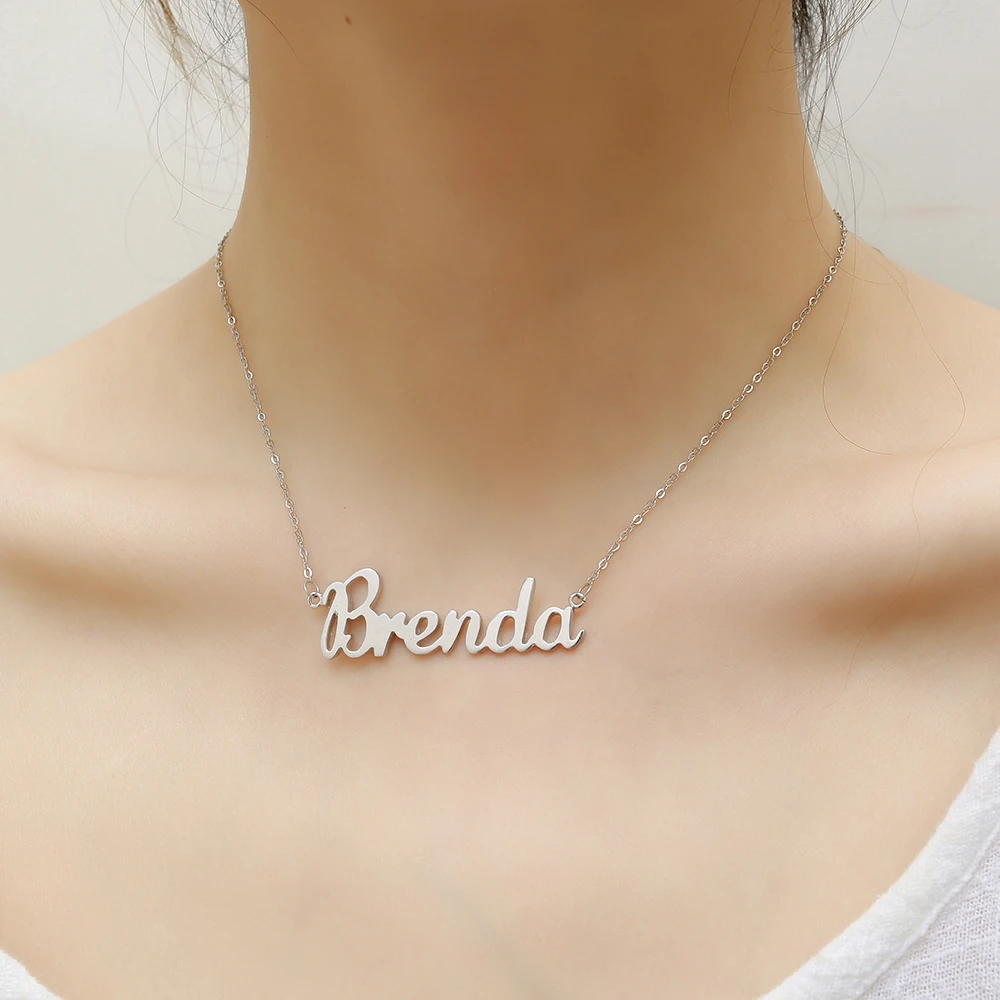 Женское индивидуальное ожерелье WindJune индивидуальная именная табличка Прямая