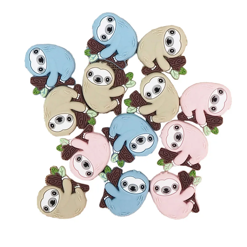 

Chenkai 10pcs Silicone Sloth Beads DIY Baby Cartoon Teether Shower Necklace Chewing Pacifier Dummy Sensory Toy Accessories