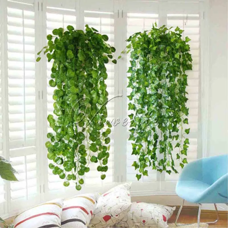 

5pcs/lot Artificial Big Leaf Grape Ivy Leaf Garland Plants Vine Fake Foliage Flowers Wedding Home decorations 7.5 feet