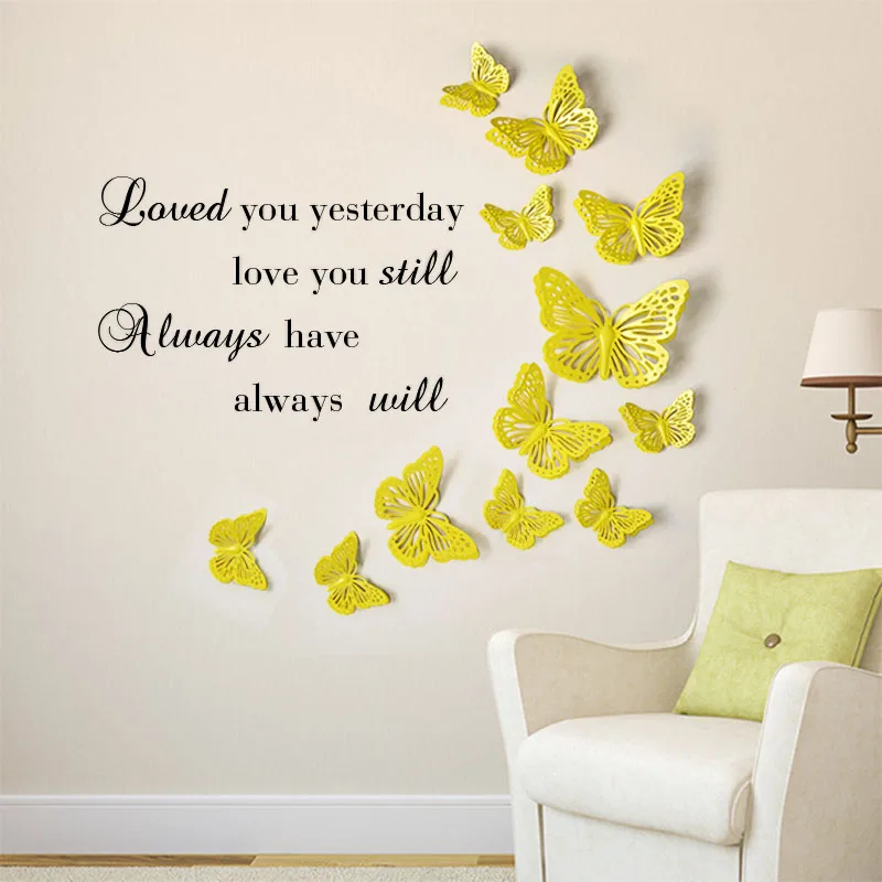 Металлические 3d наклейки на стену в виде бабочек для гостиной детской комнаты