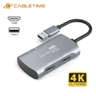 Карта видеозахвата CABLETIME USB 3,0, 4K HDMI, контур видео на USB 1080P, для переключения камеры, записи в реальном времени, HDMI захват C386