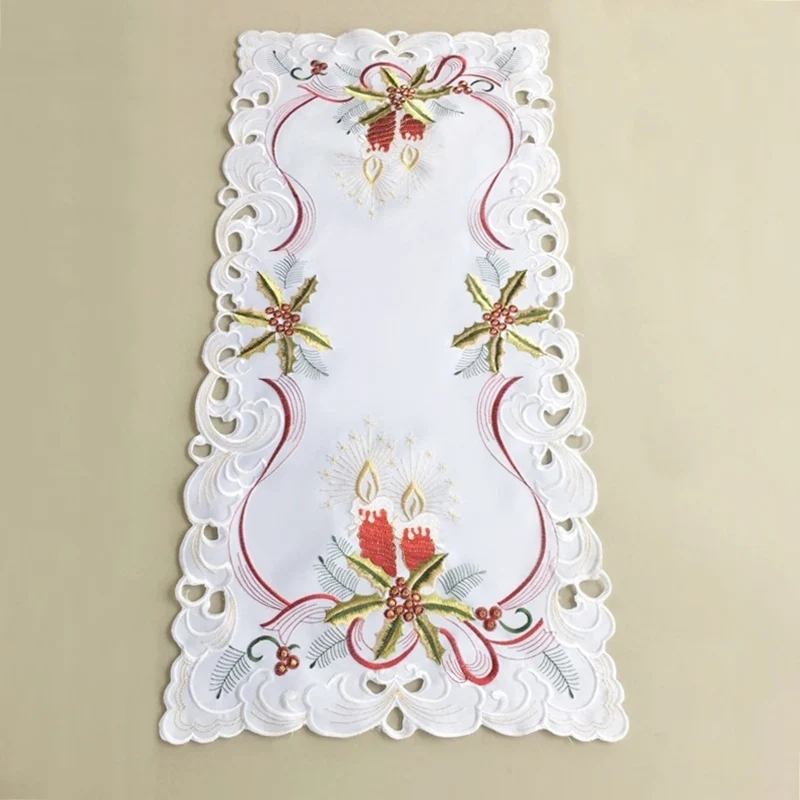 1905 Vezon 40*85 см Рождественская полиэфирная Вышивка атласная настольная дорожка вышитая Рождественская скатерть для полотенец - Цвет: 1905