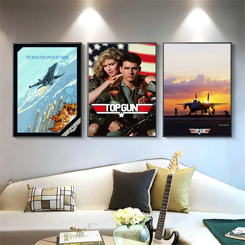 Плакат Top Gun из классического фильма Картина на холсте Настенная картина для