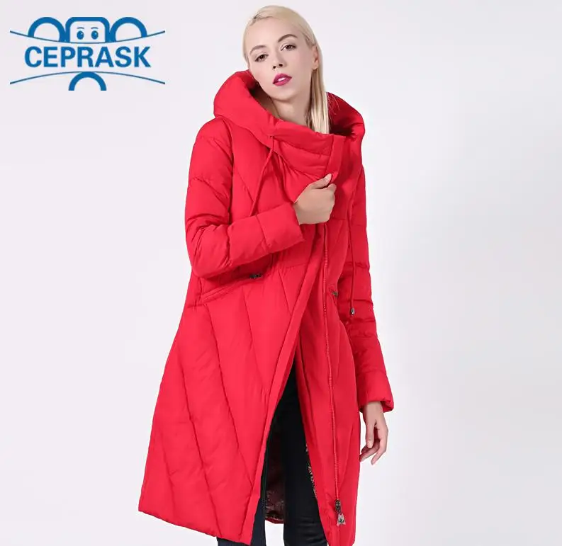 Red Новинка зимнее пальто для женщин пуховик женский большие размеры 6XL 58/60 длинный ветрозащитный воротник Женская парка стильная Толстая Женская куртка с капюшоном CEPRASK - Цвет: Red