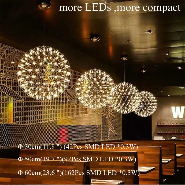 

Modern LED Firework Stainless Steel Creative Globe Pendant Light 30 50 60CM Lamp Ball Lighting Fixtures