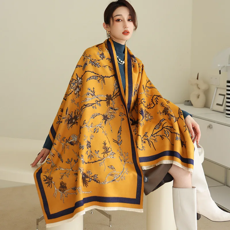 

Women Luxury Winter Scarf 2021 New Cashmere Scarves Thick Warm Blanket Shawls Wraps Fashion Print Foulard Bufanda Echarpe