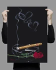 Плакат из шелковой ткани W427, настенный художественный декор, сигара, роза, винтажное модное украшение, яркий Рождественский подарок