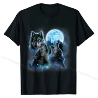 t shirt three wolves howling under icy full moon gray wolf new mens top t shirts custom tops shirts cotton fashionable