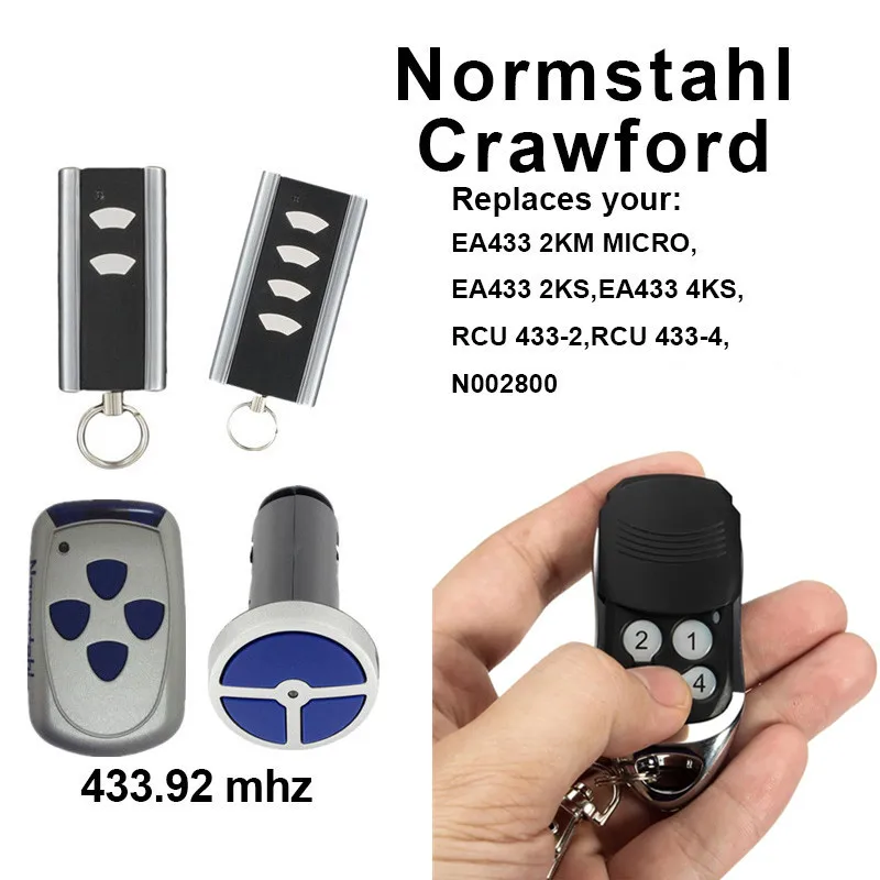 

Normstahl CRAWFORD RCU 433 2K / RCU 433 4K remote control rolling code 433,92 MHz garage door gate remote control