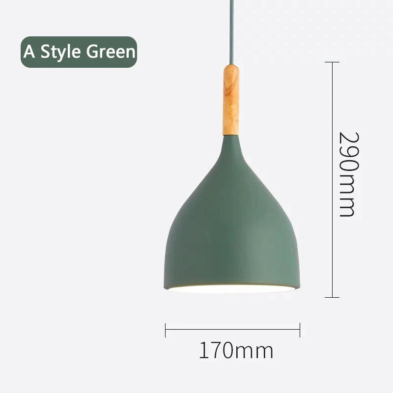 A Style green Подвесной светильник в скандинавском стиле, современный светодиодный подвесной светильник E27, подвесной светильник для кухни, гостиной, бара, ресторана, спальни, подвесной светильник, абажур - Цвет корпуса: A Style green