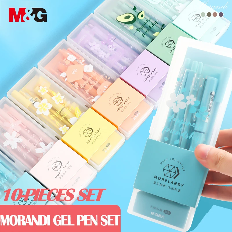 

M&G Colorful Morandi Gel Pen set Quick Drying Kawaii Color Bullet/Needle Tip 0.35mm/0.5mm black ink school Stationery supply