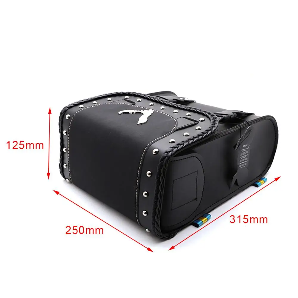 Motorcycle Saddlebag Black Faux Leather Saddle Tool Side Bags For Honda Suzuki Halry Cafe Racer Custom |