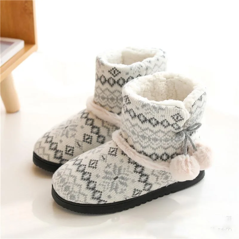Non-slip Men Women Soft Shoes  Warm Plush Indoor Floor Slippers Cotton Home Shoes Winter Women Slippers Couples Lovers Wool
