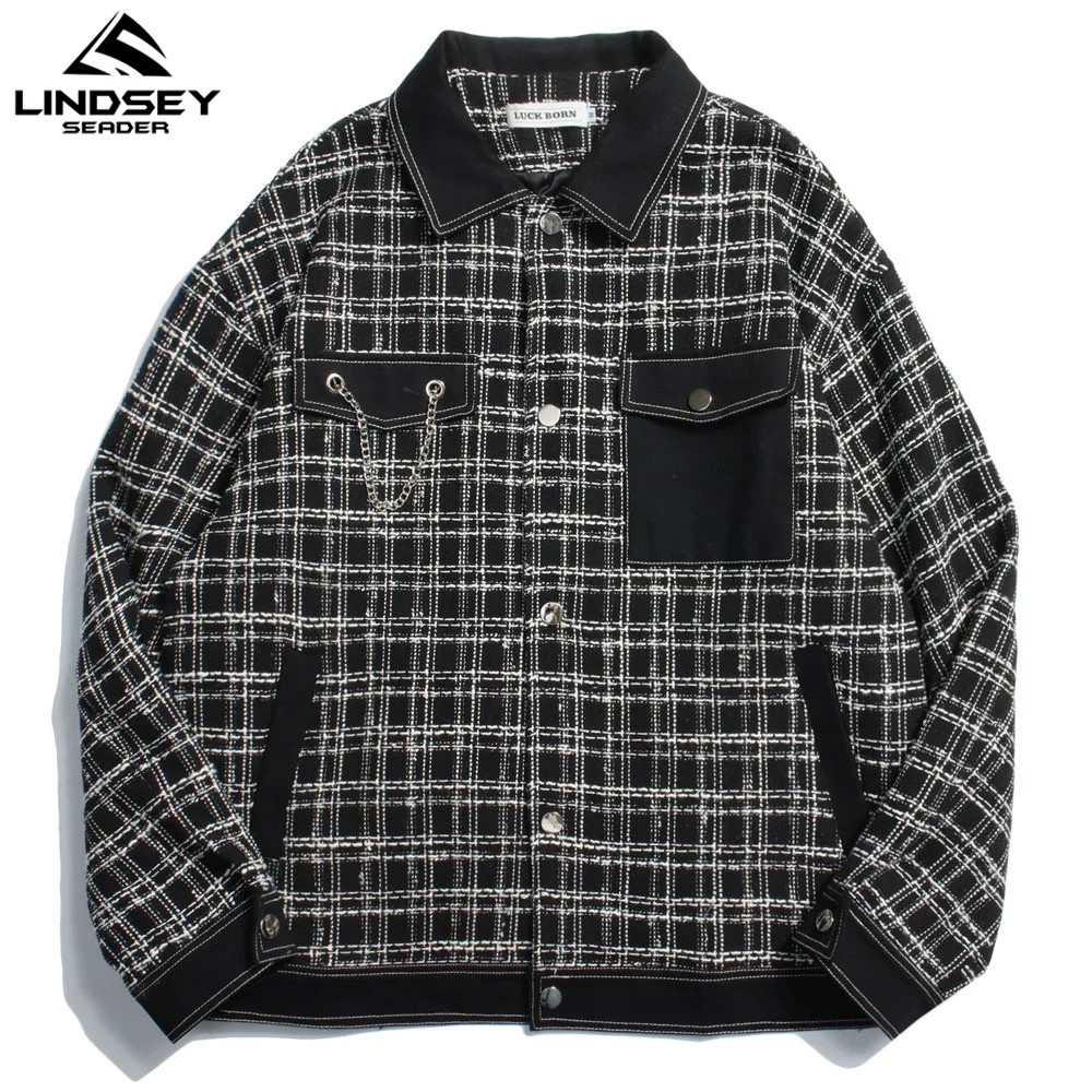 Линдси сидер куртки 2020 Мужские Винтажные клетчатые курточка бомбер кнопки