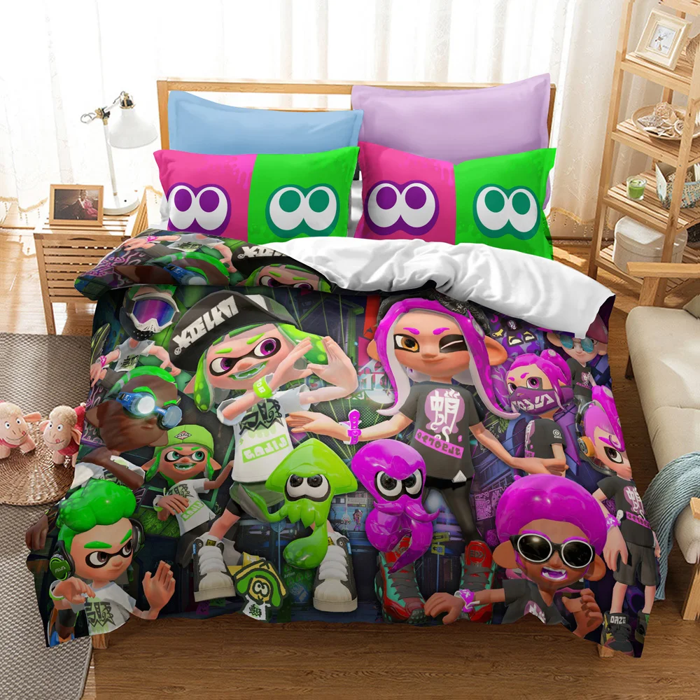 

Popular Splatoon 2 Game Printed Bedding Set 3d Cartoon Duvet Cover Set Pillow Case Twin Full Queen King Size Bed Linen Bed Sets