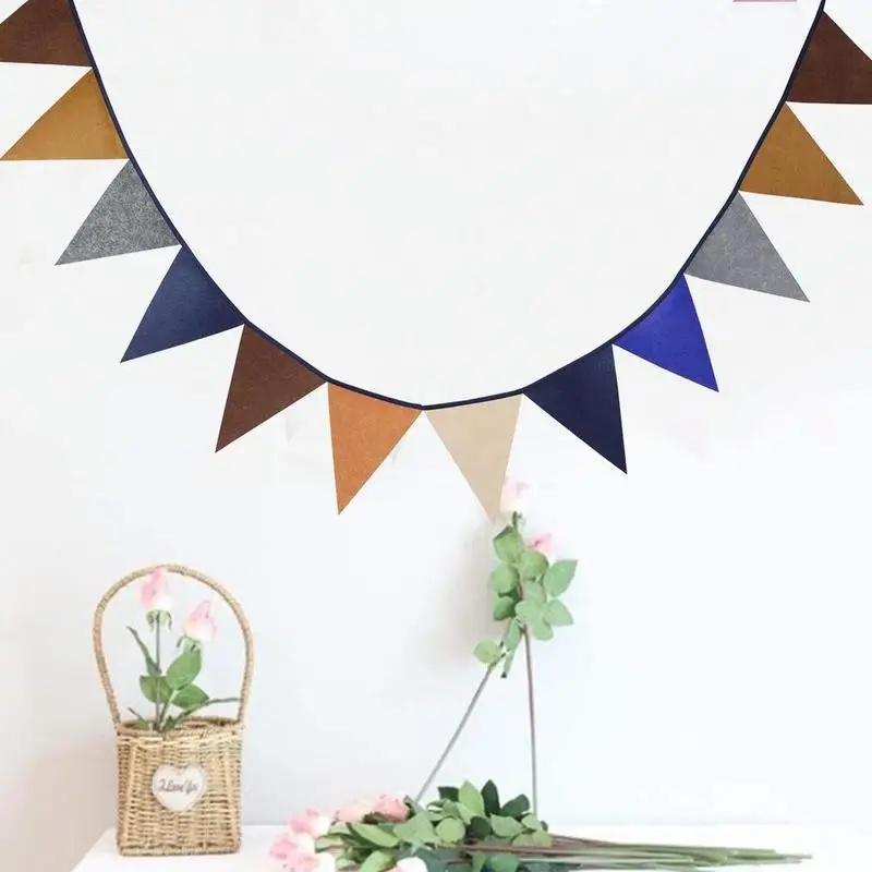 

Non Woven Pennant Fabric Wedding Banner Birthday Party Decoration Length Brown Flags Baby Room Ornament