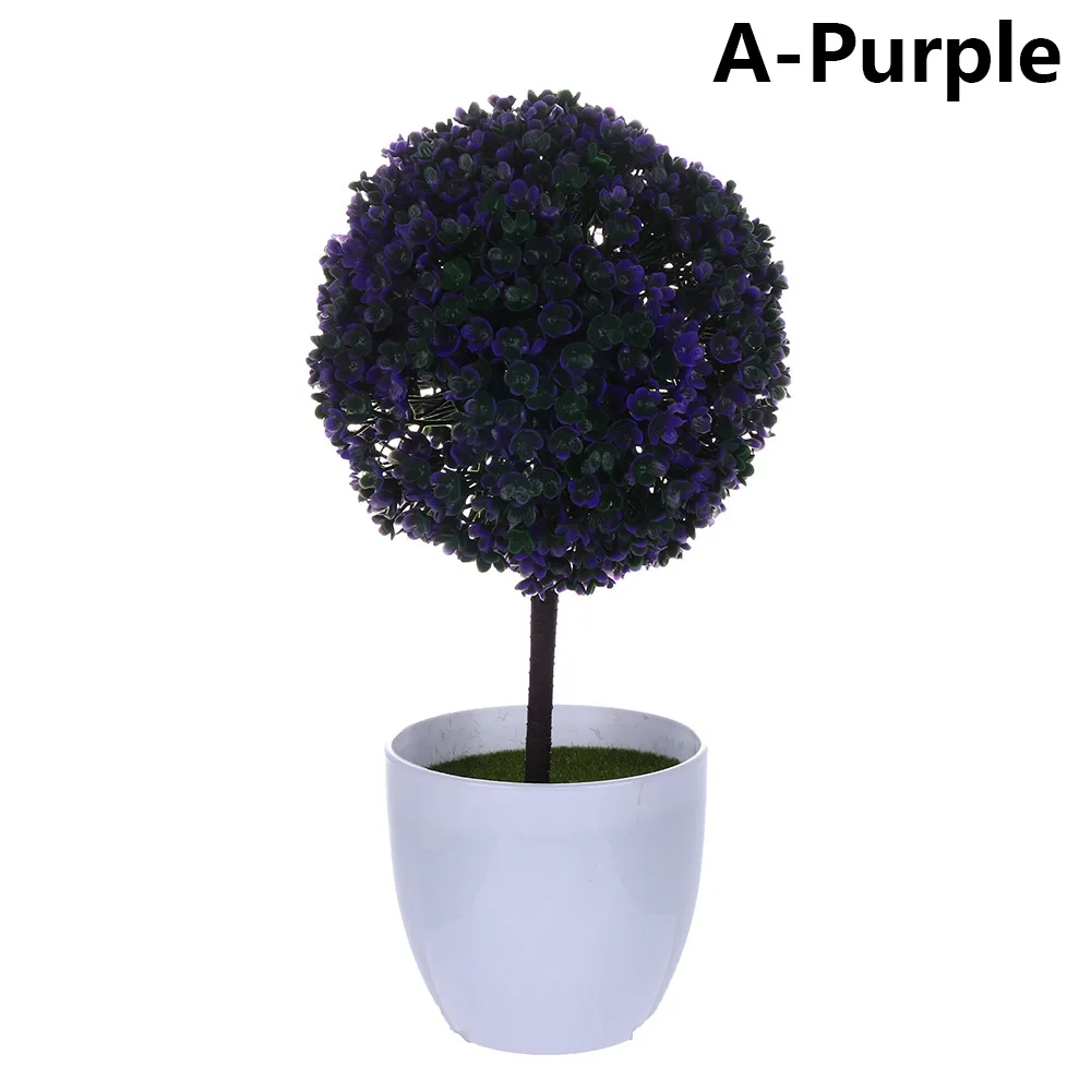 A-Purple 1 комплект искусственный пластиковый бонсай заменитель пены в горшке реалистичные растения Настольный орнамент топиарная сосновая дерево украшение для дома ремесла - Цвет: A-Purple