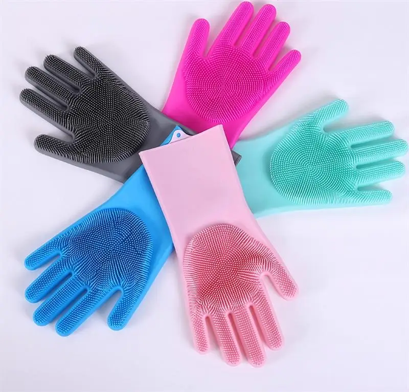 

1Pair Silicone Cleaning Gloves Multifunction Magic Silicone Dish Washing Gloves For Kitchen Household Silicone Washing