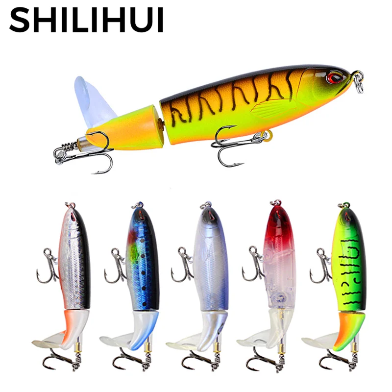 

SHILIHUI 1PC Fishing Lure Poppers Propeller Tractor Hard Bait 15g 11cm Road Sub Bait Floating Pencil Trout Lures Fishing Gear