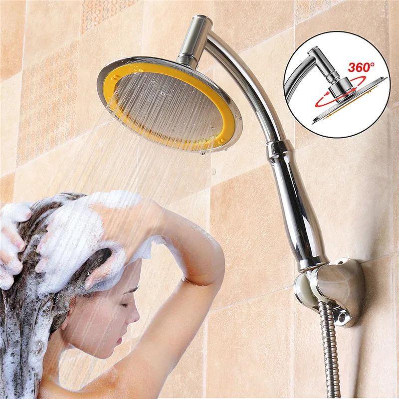 

4/6 Inch 360 Degree Rotate ABS Chrome Bathroom Rainfall Shower Head Water Saving Extension Arm Hand Held Shower Head