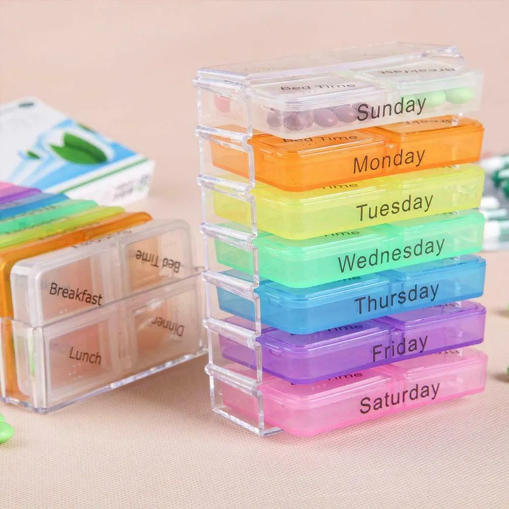 

1*7 Days Pill Box 10.5 X 7.8 X 4.6cm Medicine Storage Tablet Travel Organiser Dispenser Large Holder