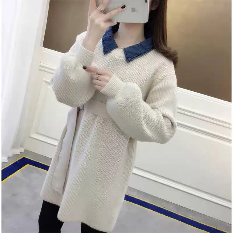 Осень 2019 женская зимняя одежда вязаный Пушистый свитер новый с длинными рукавами