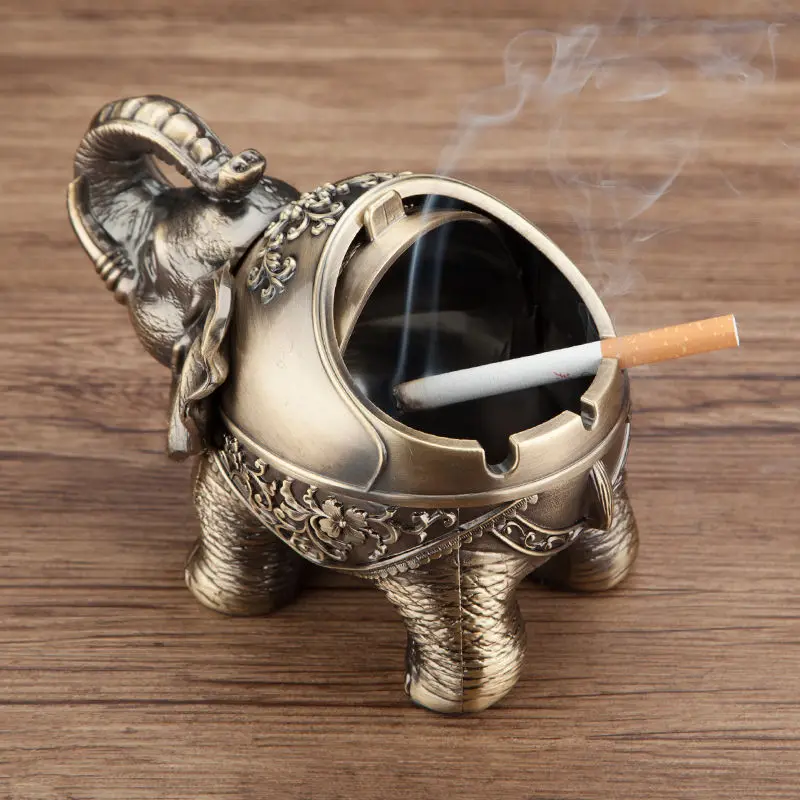 

Cute Animal Car Ashtray Creative Elephant Ashtray Stainless Steel Bronze Ashtray for Living Room Home Office Desk