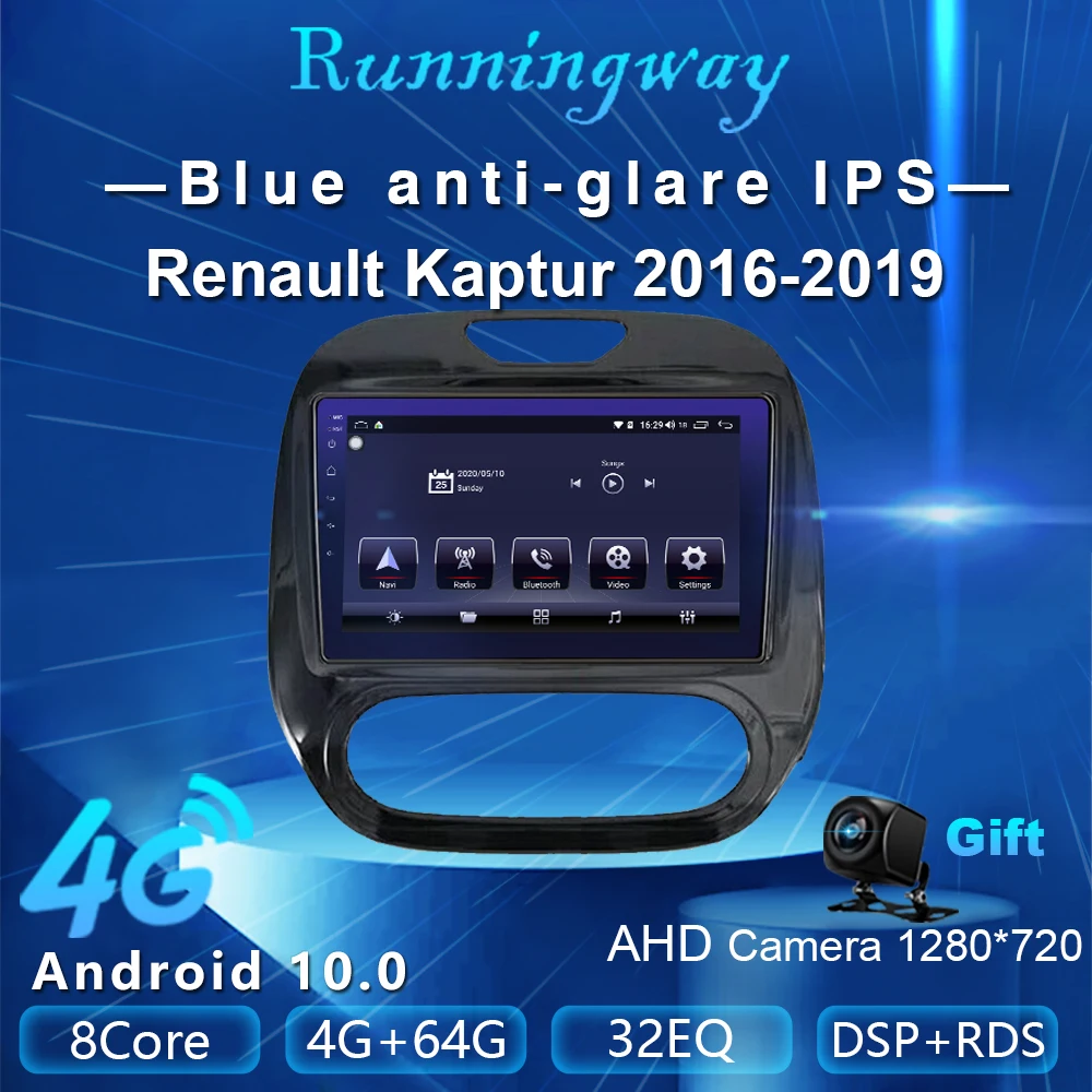 Runningway Android 10 0 5G автомобильный DVD для Renault Kaptur Captur 2016 2019 4G + 64G Автомобильный Радио