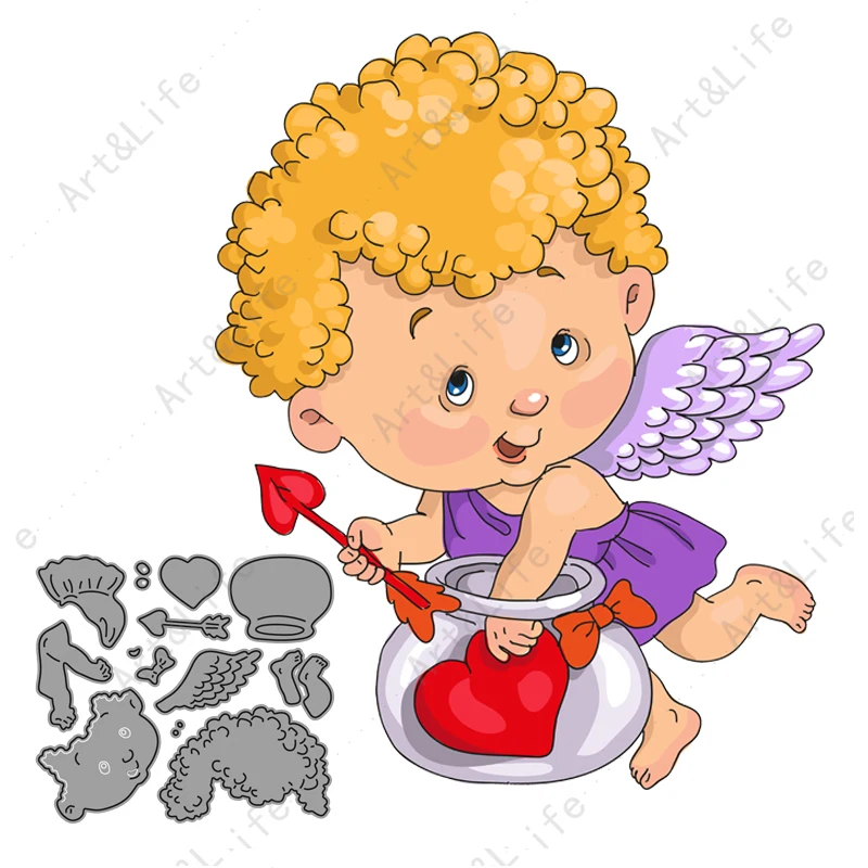 Love Cupid - Hearts Metal Cutting Dies Hot New Popular Stencils for Scrapbooking Album Birthday Card Embossing Stamps And Dies